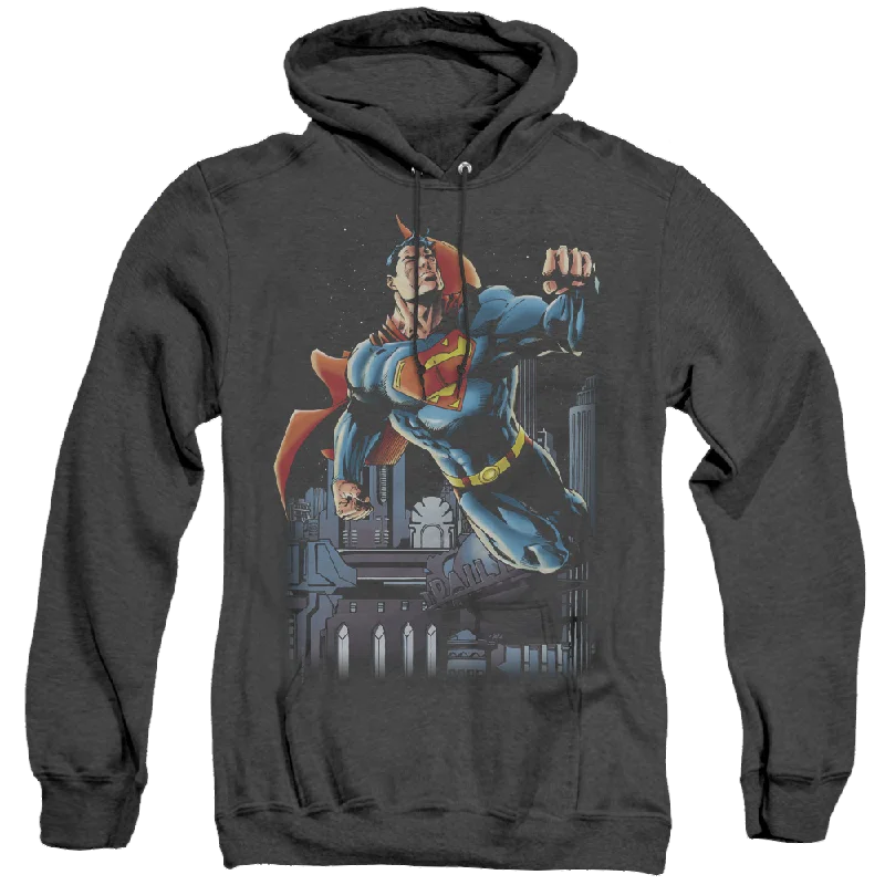 Superman Night Fight - Heather Pullover Hoodie Bateau Neck Pullover