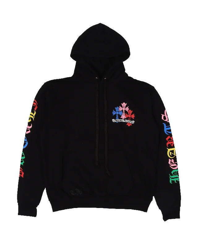 Multicolor Cross Logo Hoodie Hoodie with V-Neck Classic Versatile
