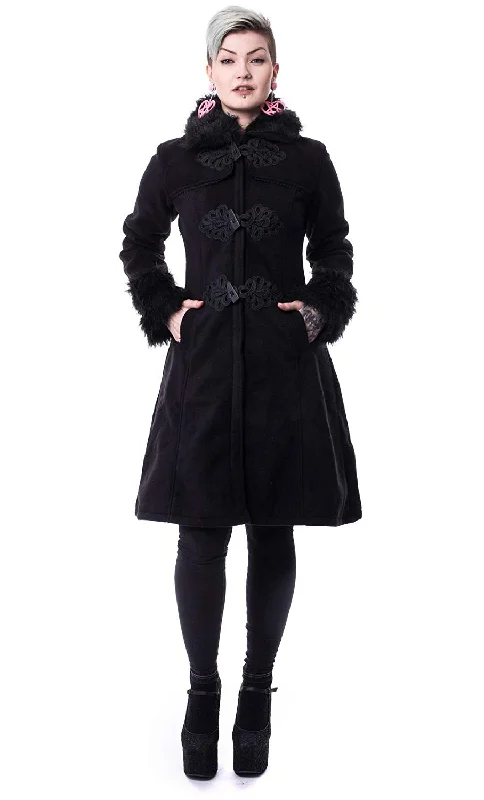 Poizen Industries - Black Gothic Winter Coat Bolero Crop Top Camisole
