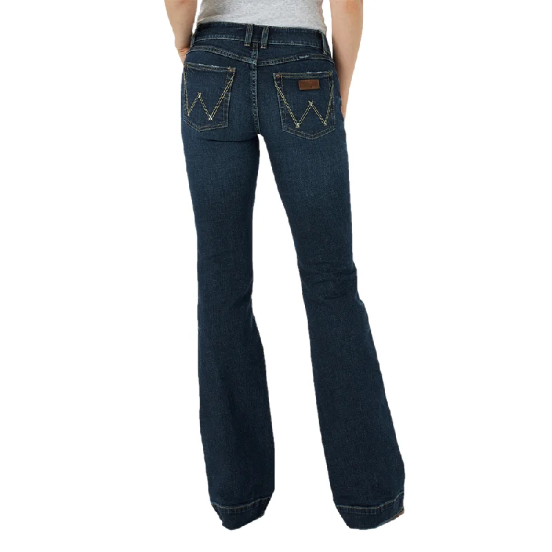 Wrangler Ladies Retro® Mid Rise Mae Trouser Dark Wash Jeans 09MWWNS Trousers practical easy-care Wrangler Ladies Retro® Mid Rise Mae Trouser Dark Wash Jeans 09MWWNS Trousers practical easy-care