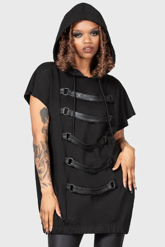 Skonnad Sleeveless Hoodie Hoodie with Side Slits Relaxed Casual
