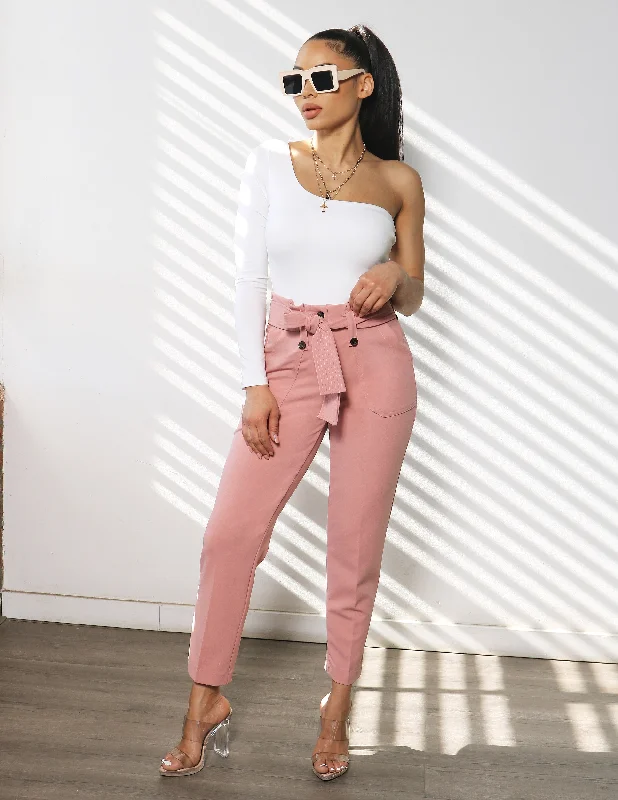 Good Vibes Knit Crepe High Rise Paperbag Waist Trouser Trousers Top Rated