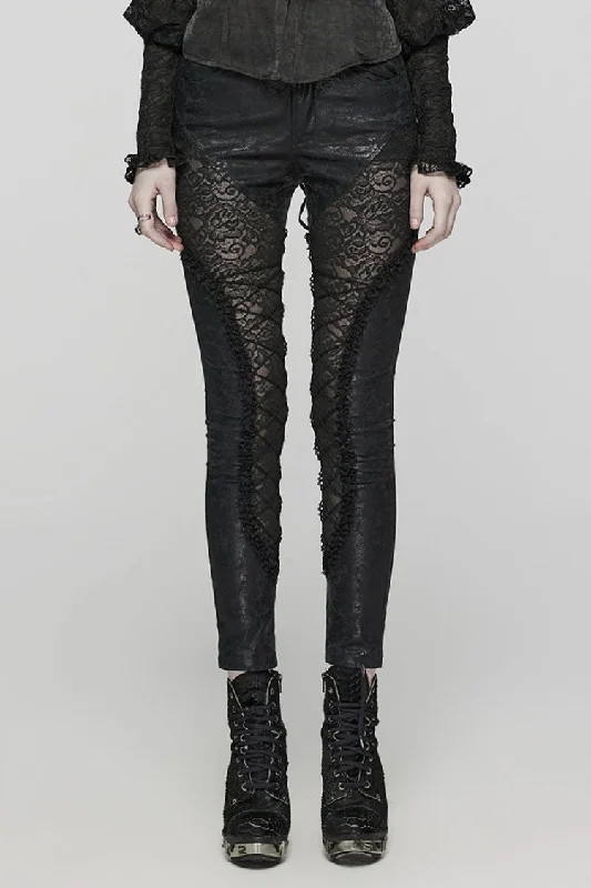 Black Print Stitching Lace Lace-Up Slim Women's Gothic Leggings Cozy Fashion Leggings Black Print Stitching Lace Lace-Up Slim Women's Gothic Leggings Cozy Fashion Leggings
