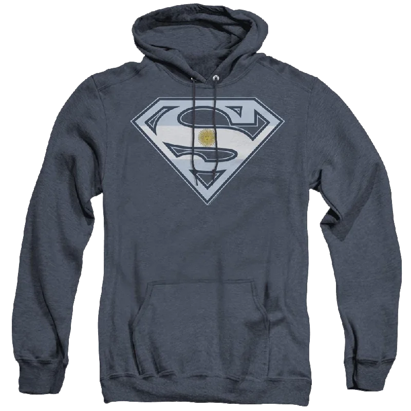 Superman Argentinian Shield - Heather Pullover Hoodie Honey Neck Pullover