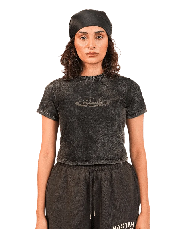 "ACID" CROP TOP Solid Print Embellished