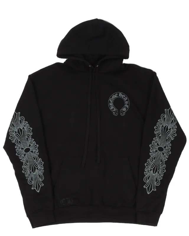 Friends & Family Grey Banner Logo Hoodie Hoodie with Typography Text Message