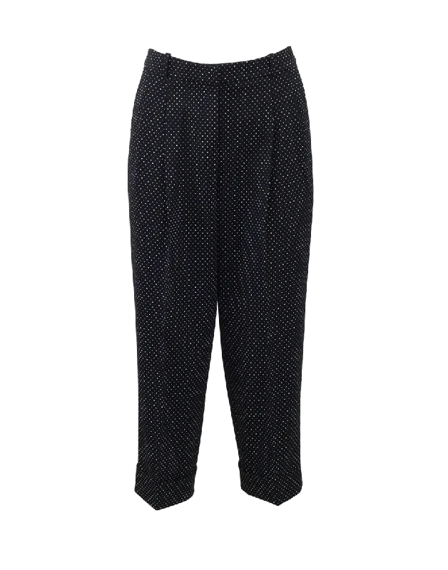 Pin Dot Capri Slouch Trouser Wide Leg Loose Fit Mid Waist
