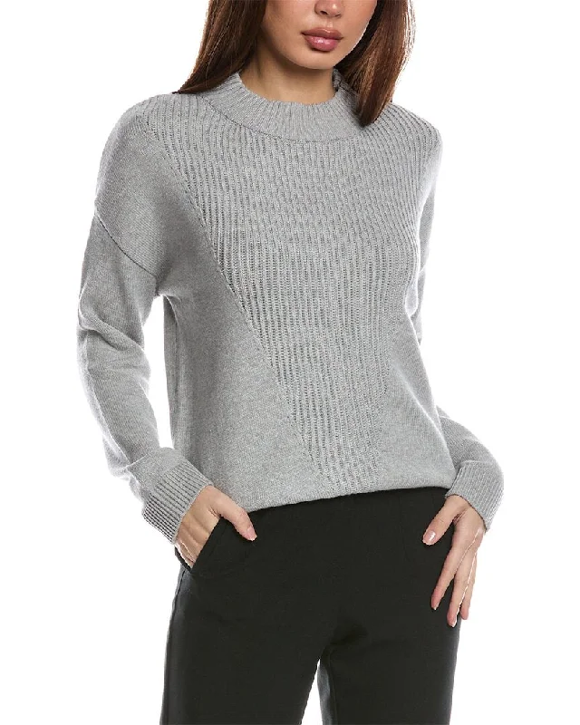 T Tahari Centered Rib Pullover Fitted Ribbed Sweater
