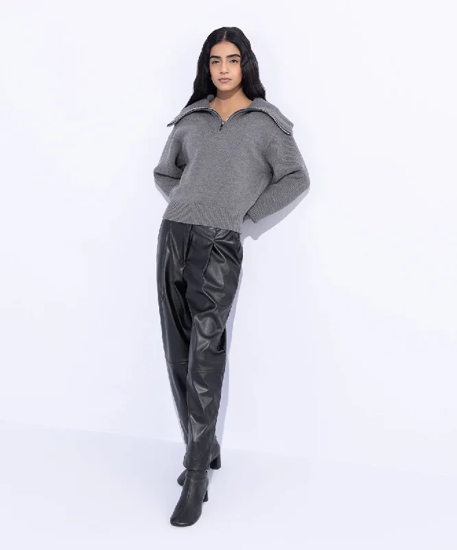 High Waisted Faux Leather Trousers Trousers Wedding White