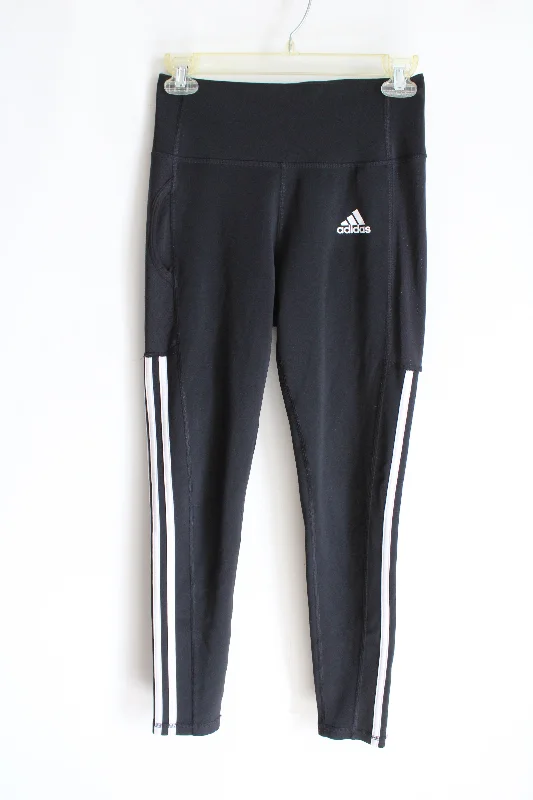 Adidas Black & White Athletic Leggings | S Fashionable Leather-Look Leggings
