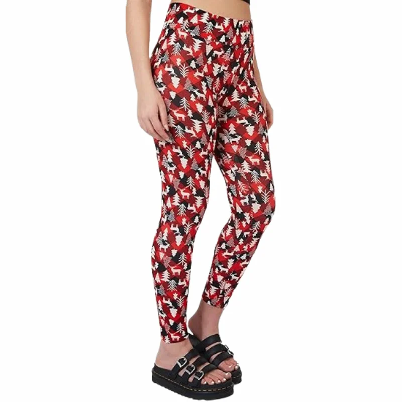 PLANET GOLD - Holiday Printed High Rise Leggings Comfortable Cold Weather Leggings