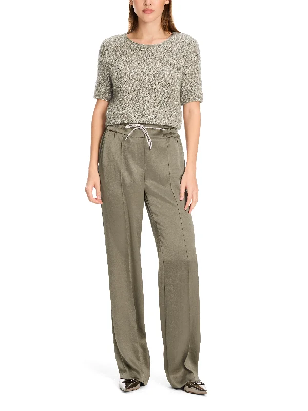 MARC CAIN Sage Green trousers with fine shimmer Trousers Custom Made
