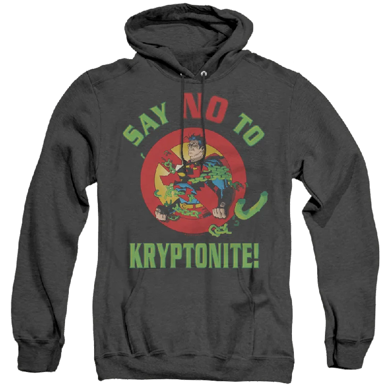 Superman Say No To Kryptonite - Heather Pullover Hoodie Saggy Sleeve Comfort