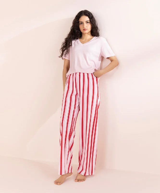Striped Pull-On Trousers Trousers Bootcut Casual