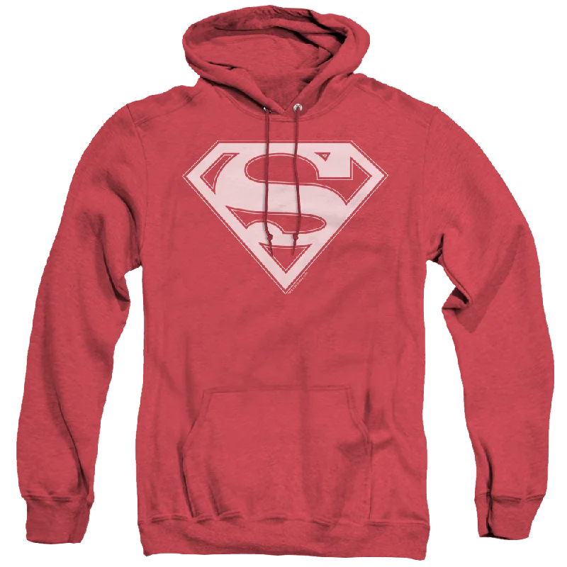 Superman Red & White Shield - Heather Pullover Hoodie Flutter Sleeve Feminine