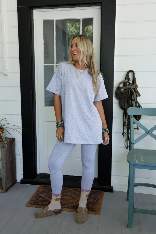 Maren Tee And Legging Set - Heather Gray Fashionable High-Rise Leggings