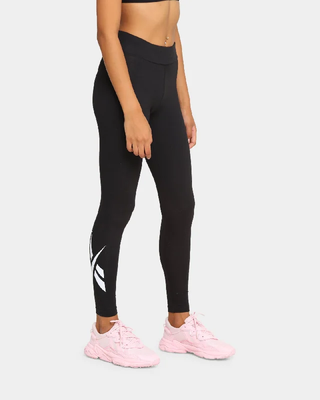 Reebok Women's Vector Leggings Black/White Cozy Workout Performance Leggings