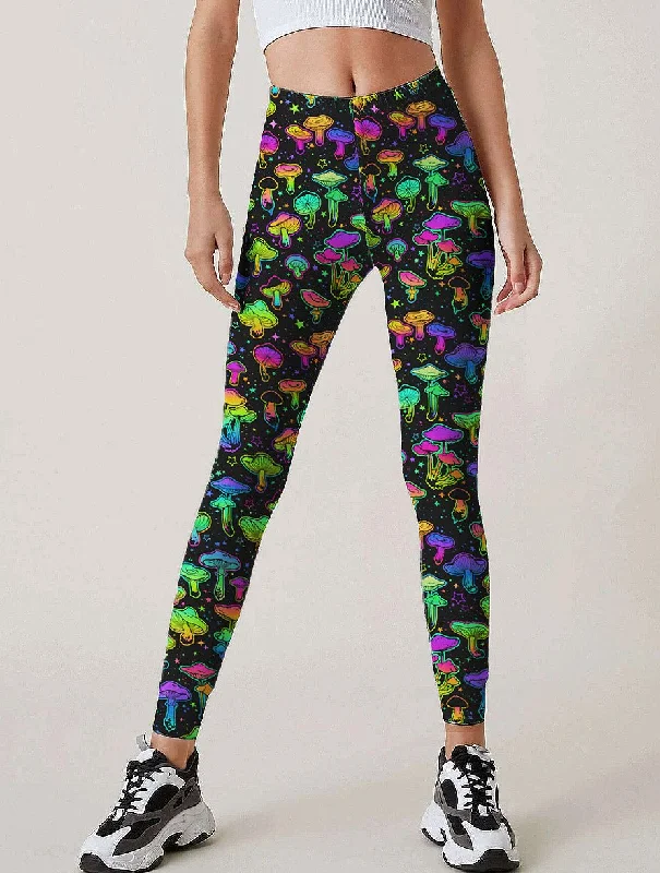 Trippy Mushroom Leggings Fashionable Floral Active Leggings