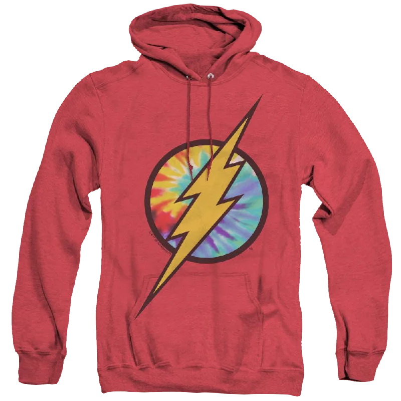 Flash, The Tie Dye Flash Logo - Heather Pullover Hoodie One Shoulder Top