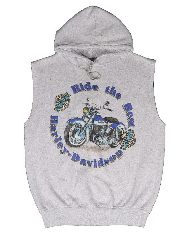Harley Davidson "Ride The Best" Sleeveless Hoodie Hoodie with Raglan Sleeves Sporty Comfortable