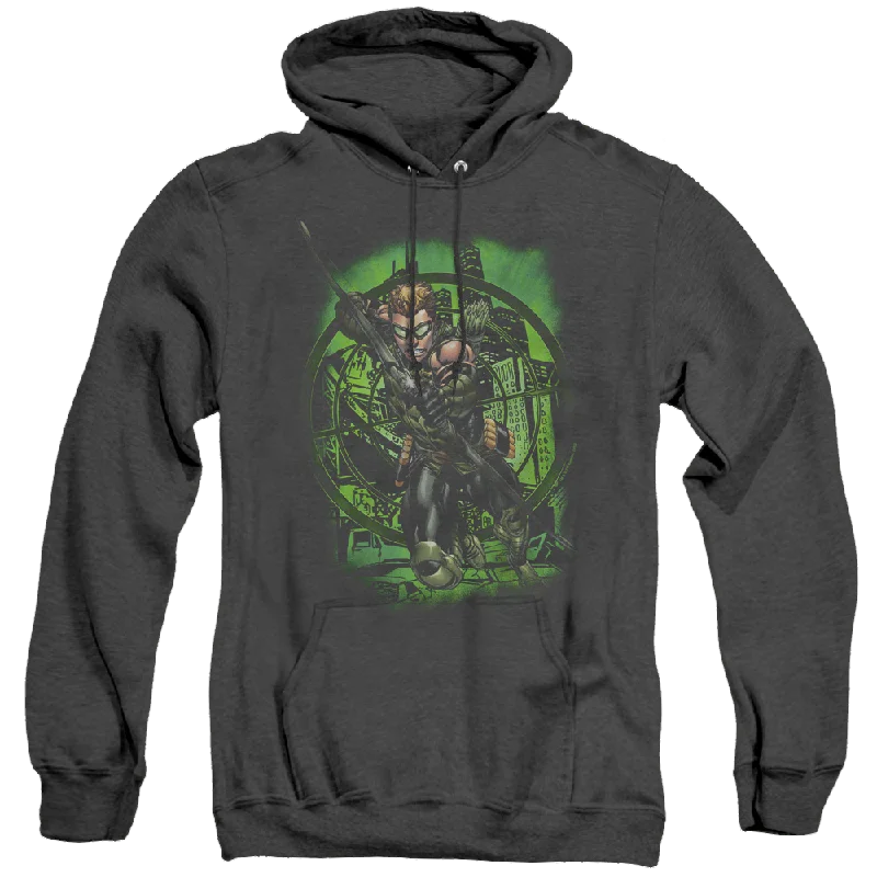 Green Arrow In My Sight - Heather Pullover Hoodie Ruffled Neck Pullover