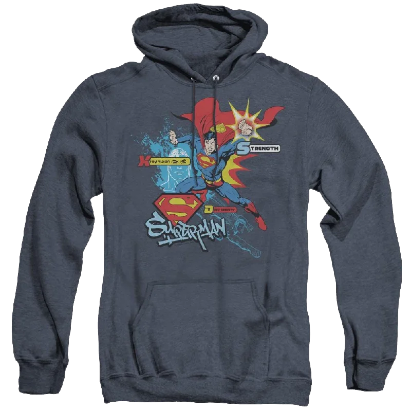 Superman Abilities - Heather Pullover Hoodie Short Sleeve Top