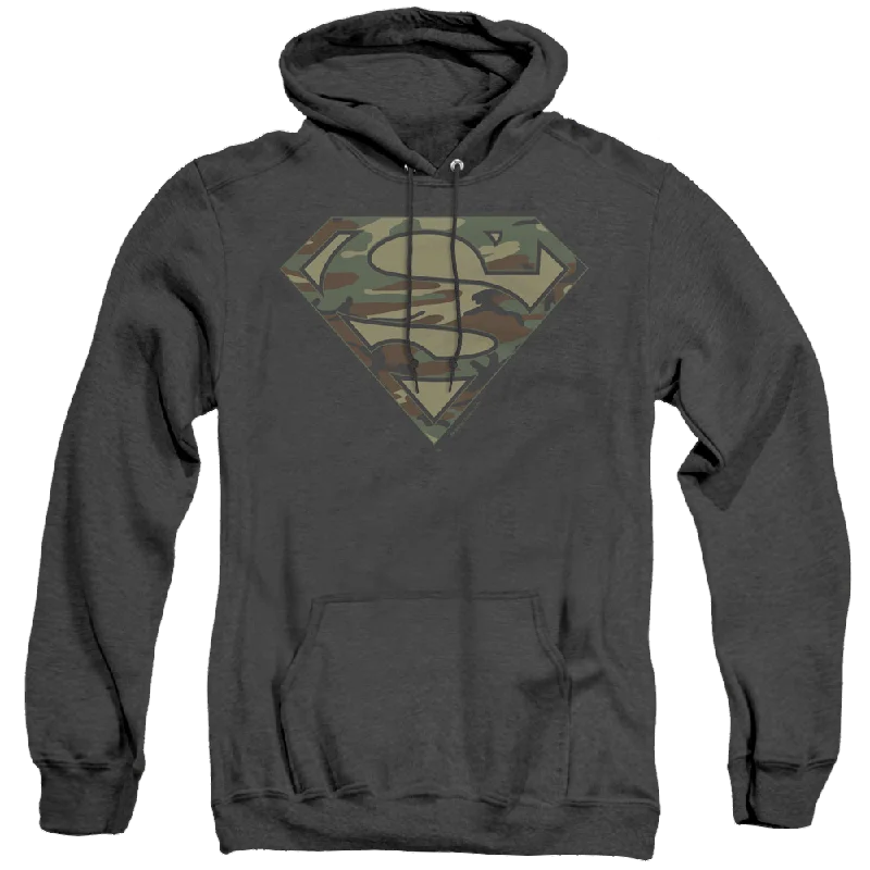 Superman Camo Logo - Heather Pullover Hoodie Slit Sleeve Stylish
