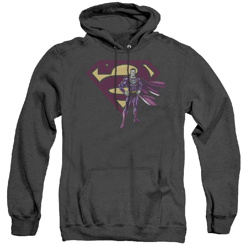 Superman Bizarro & Logo - Heather Pullover Hoodie Wrist Length Sleeve