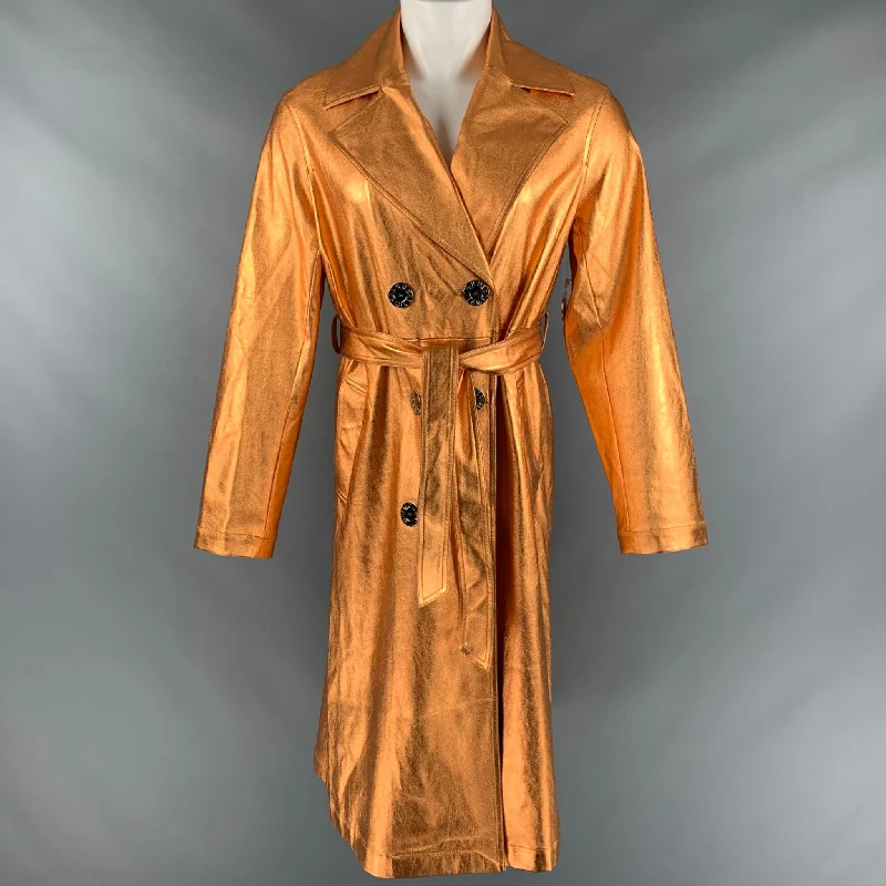 SIMON MILLER Size L Copper Faux Leather Metallic Trench Coat Quilted Jacket Anorak Windbreaker SIMON MILLER Size L Copper Faux Leather Metallic Trench Coat Quilted Jacket Anorak Windbreaker