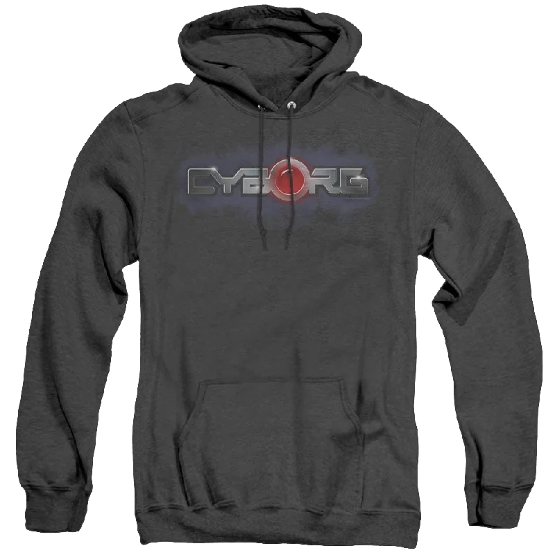 More Dc Characters Cyborg Title - Heather Pullover Hoodie Ribbed Crew Neck