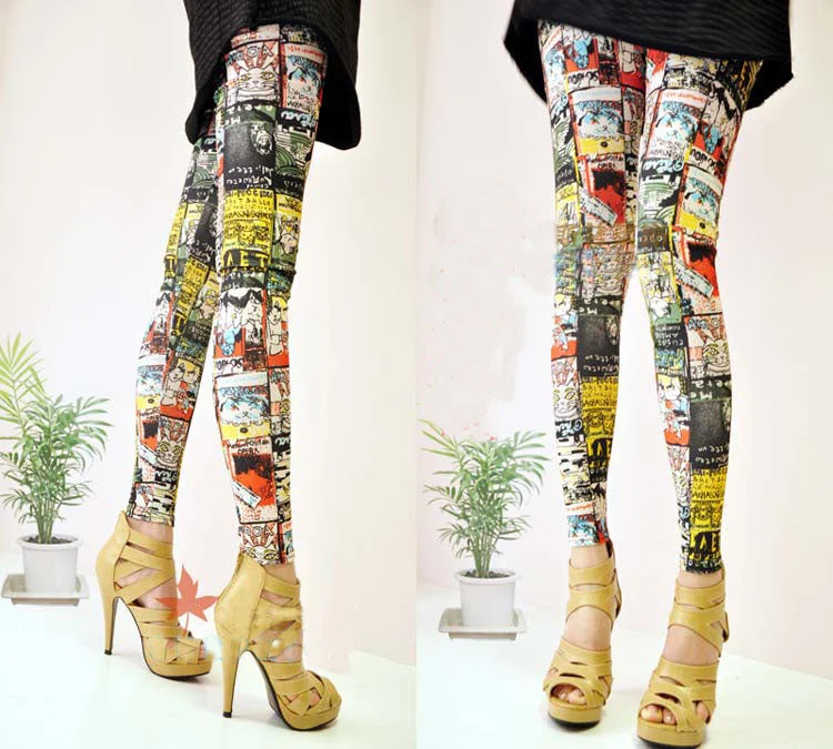 Cartoon Cat Print Leggings Comfortable Full-Body Compression Leggings