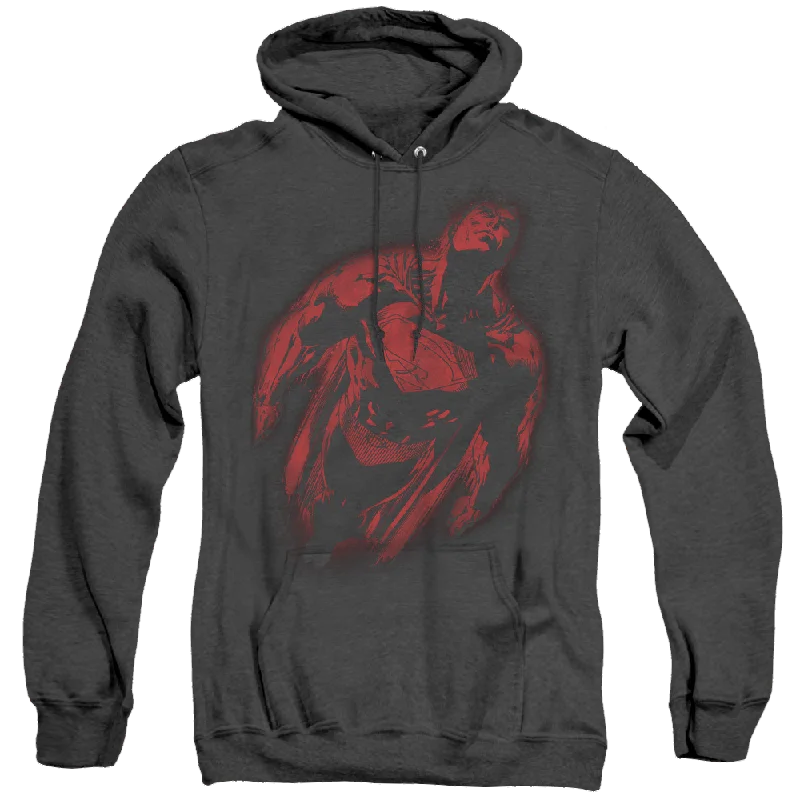 Superman Sprayed Supes - Heather Pullover Hoodie Scalloped Neck Pullover