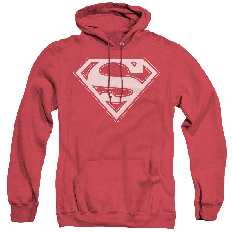 Superman Red & Gold Shield - Heather Pullover Hoodie Leg Sleeve Comfort