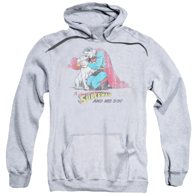 Superman And His Dog - Pullover Hoodie Lapel Neck Sweater