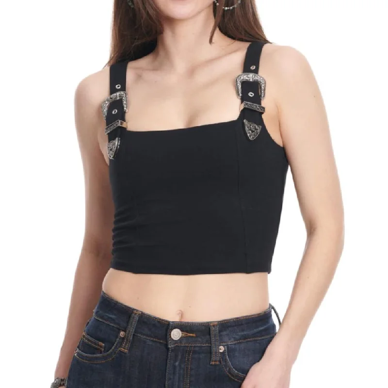Rock & Roll Denim Ladies Square Neck Black Crop Top BW20T03905-01 Hooded Caped Shawl Collar Rock & Roll Denim Ladies Square Neck Black Crop Top BW20T03905-01 Hooded Caped Shawl Collar