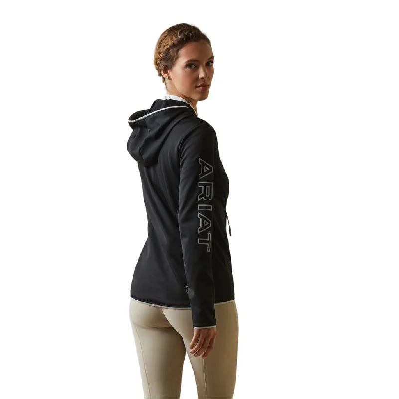 Ariat Ladies Byron Full Zip Sweatshirt Black Hoodie with Emblem Brand Identity