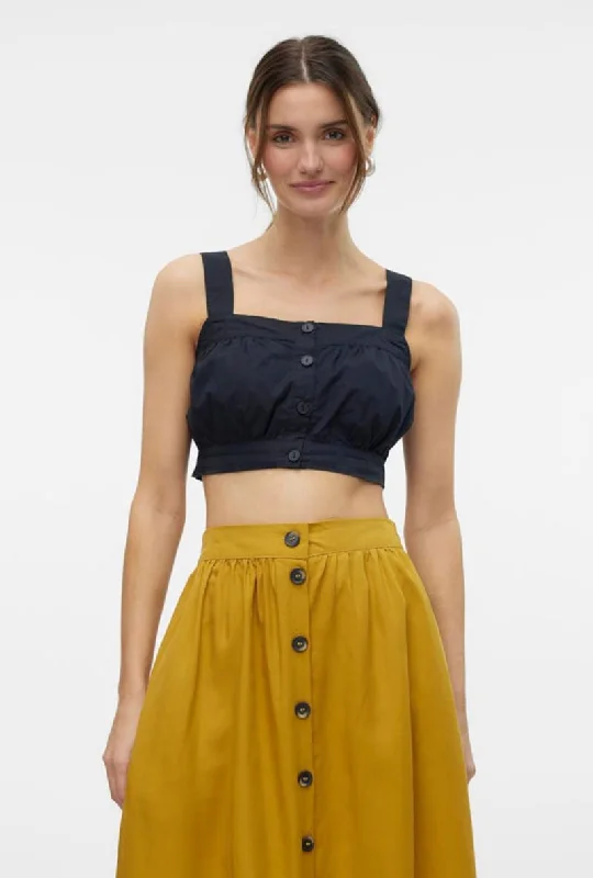 VERO MODA KARMREN SL CROP TOP Knit Fabric Woven Fabric Fleece Fabric