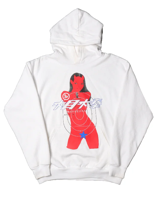 White hoodie Hoodie with Hood Adjustable Protection