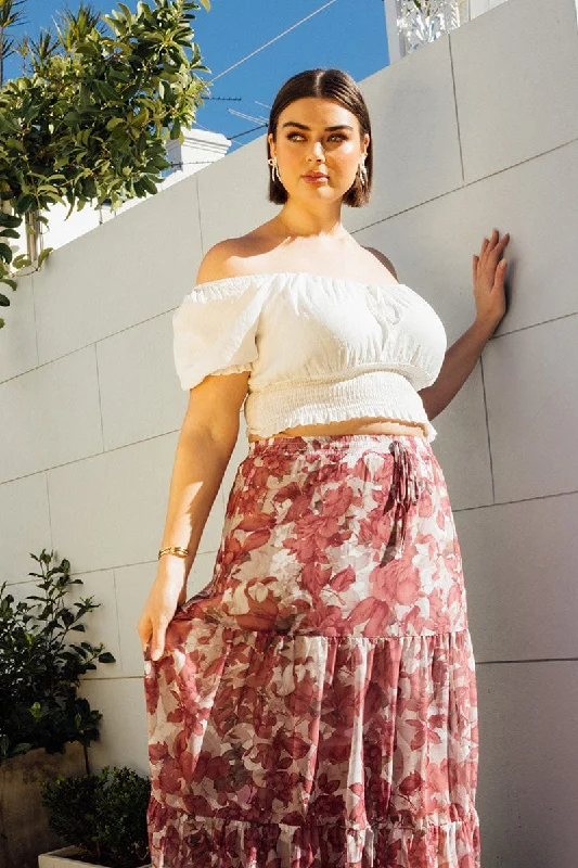 White Crop Top Short Sleeve Gathered Bust Silk Blend Satin Velvet