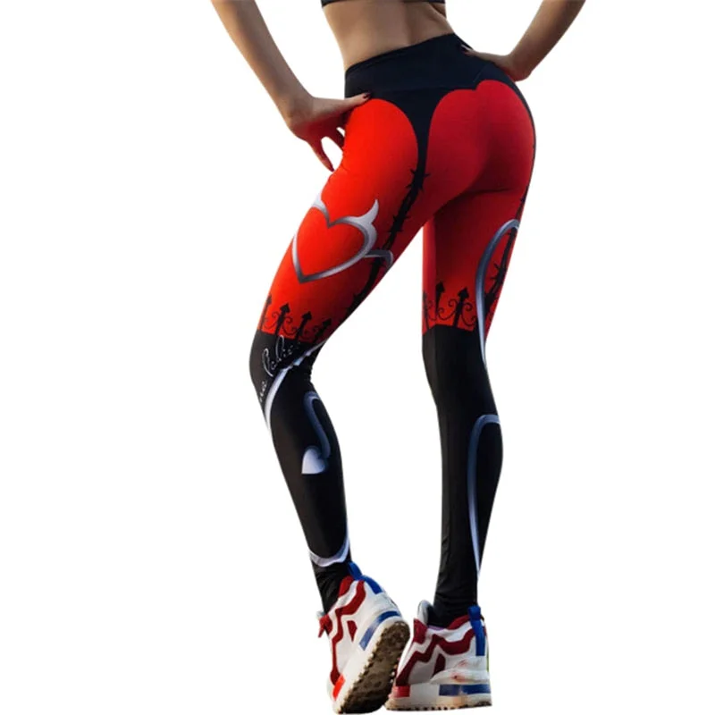Red & Black Print Leggings Cozy Warmth Leggings
