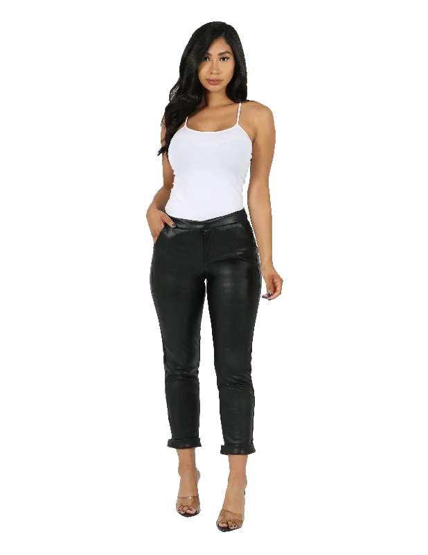 2 Way Stretch Vegan Leather Trouser Trousers versatile functional