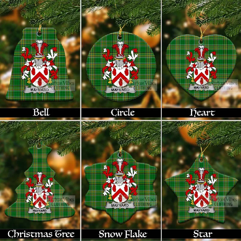 Maynard Irish Clan Tartan Christmas Ceramic Ornament with Coat of Arms Chenille Brocade Lace Maynard Irish Clan Tartan Christmas Ceramic Ornament with Coat of Arms Chenille Brocade Lace