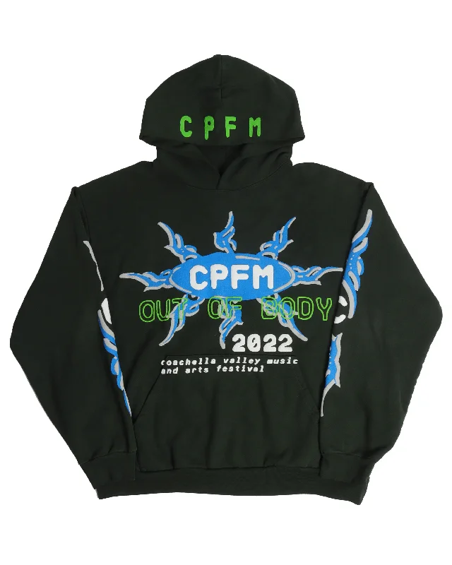 2022 Coachella Green Hoodie Hoodie with Tie-Dye Psychedelic Retro