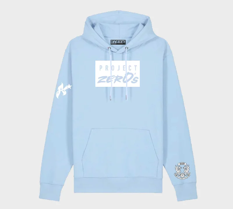 SWMSociety - Project ZerO's Box Logo Hoodie Hoodie with Raglan Sleeves Sporty Comfortable SWMSociety - Project ZerO's Box Logo Hoodie Hoodie with Raglan Sleeves Sporty Comfortable