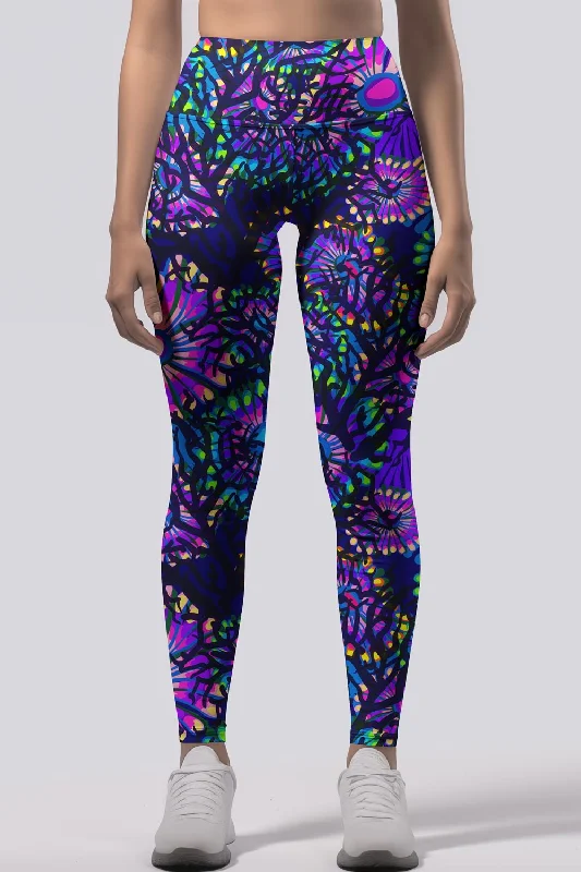 Midnight Glow Lucy Purple Performance Leggings - Women Fashionable Seamless Leggings