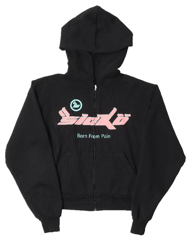 Black Zip Up Hoodie Cotton Hoodie Fleece Lining Warmth