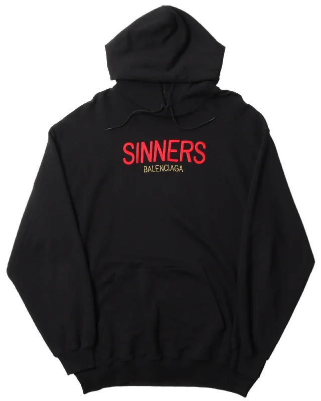 "SINNERS" Oversized Hoodie Hoodie with Half-Zip Sporty Casual