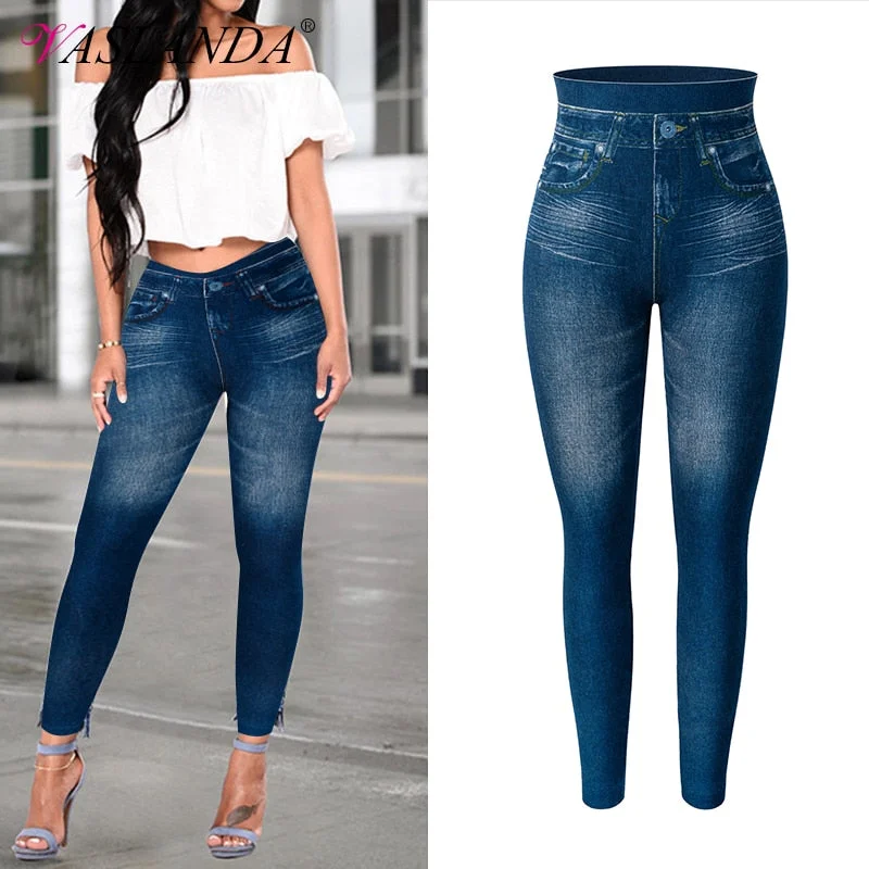Leggings Print Jeans Classic Solid Color Leggings