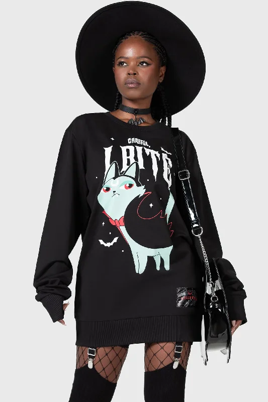 Cat Spat Sweatshirt Hoodie with Back Slit Movement Comfort