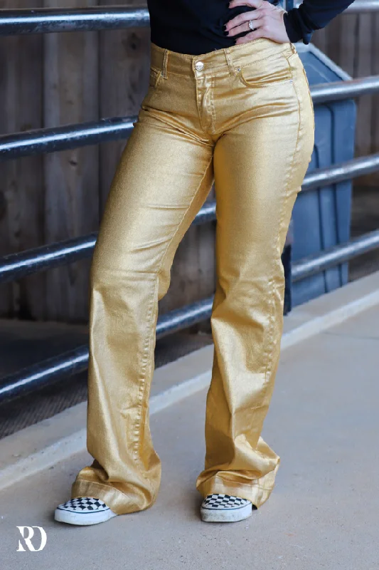 SIGNATURE TROUSERS - GOLD METALLIC Trousers Bestseller Popular